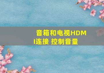 音箱和电视HDMI连接 控制音量